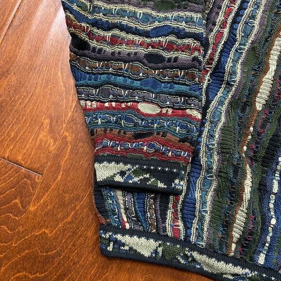 Coogi Y2K Vintage 3D Knit Multicolored Cotton Collard Sweater Men's Size Large - Picture 6 of 10
